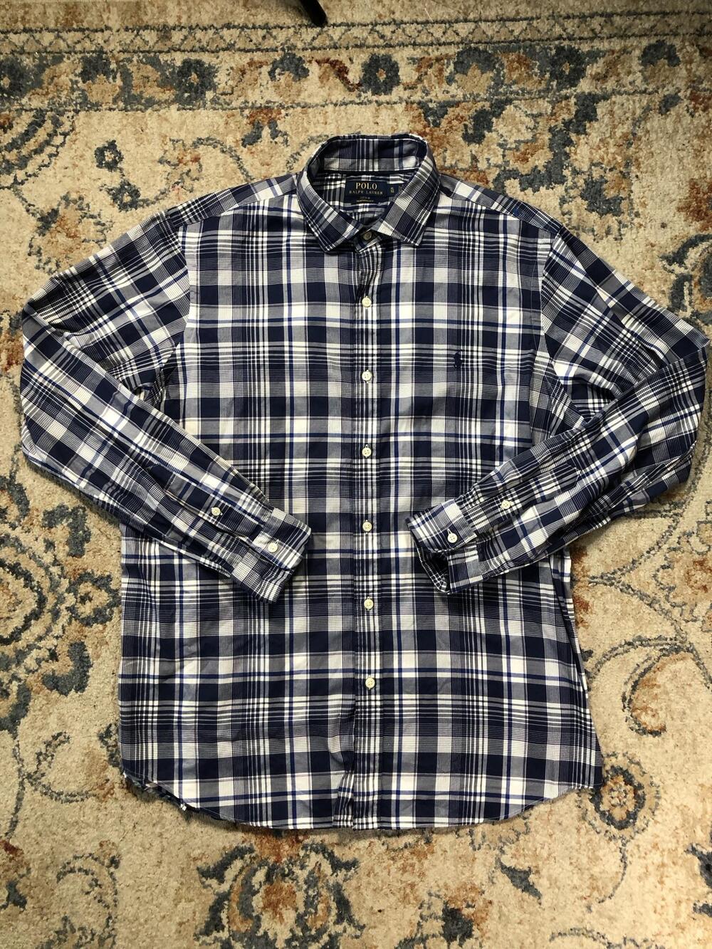 Polo Ralph Lauren Shirt Mens XL Blue Plaid Long Sleeve Button Down Performance